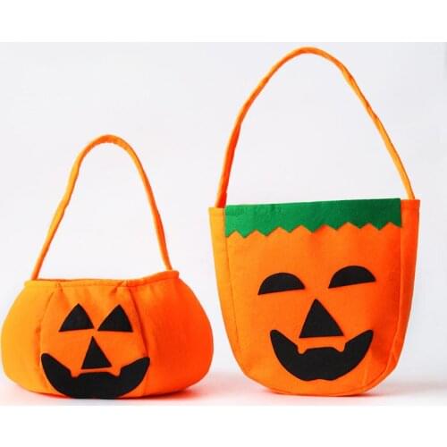 2021 Halloween Pumpkin Candy Bag Gift Bag Trick or Treat Pumpkin Handbag Storage Bags Halloween Party Decoration Organizer