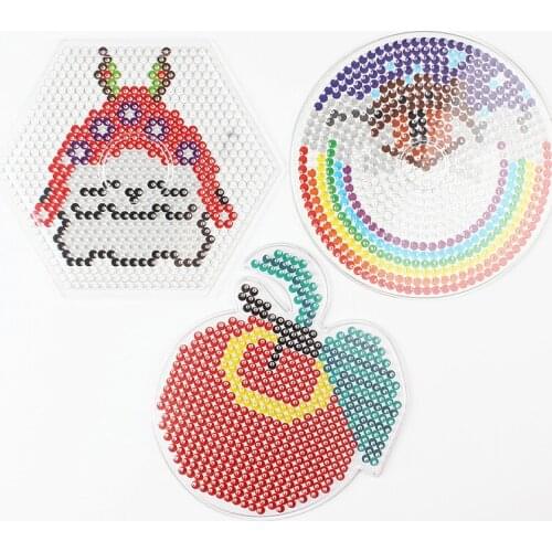 5mm Perler Beads Pegboard Jigsaw Puzzle Toys Hama Beads Educational 3D puzzle Transparent Shape Template for Children 3pcs/set