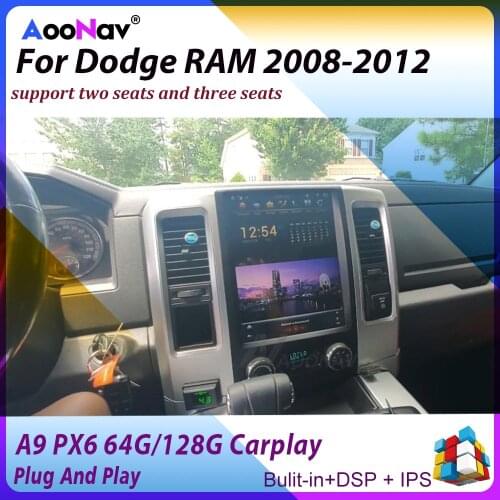 Car Radio Tesla Style 12.1 Inch GPS Navigation PX6 For Dodge RAM 2008 2009 2010 2011 2012 Stereo Multimedia Player Autoradio
