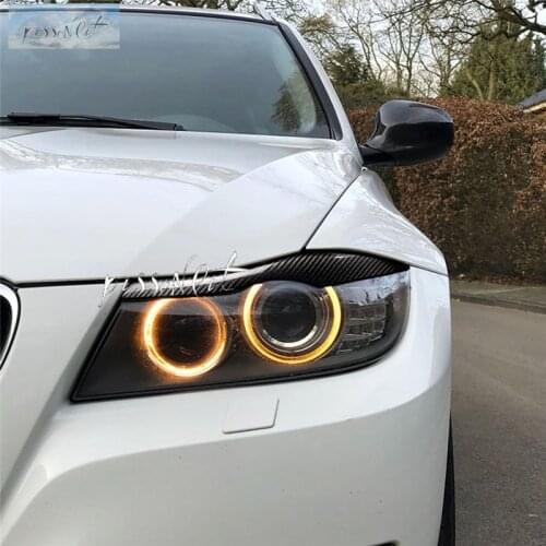 Car Styling Accessories Real Carbon Fiber Headlight Eyebrows Eyelids Trim for BMW E90 E91 2005 - 2011 4DR Car Stickers High