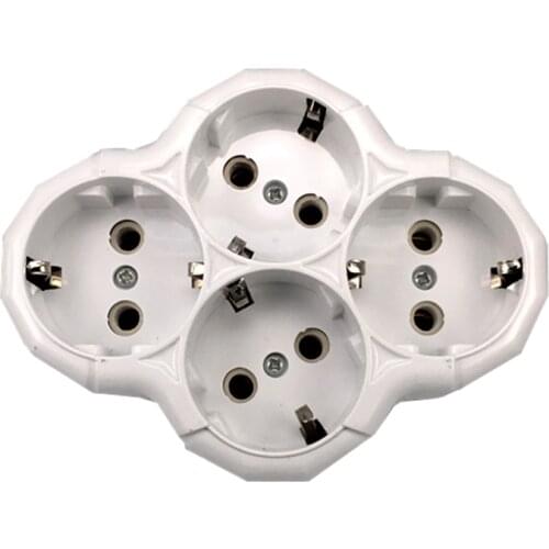 White EU European Type Conversion Plug 1 TO 4 Way German Standard Power Adapter Socket 16A Travel Plugs AC 110-250V