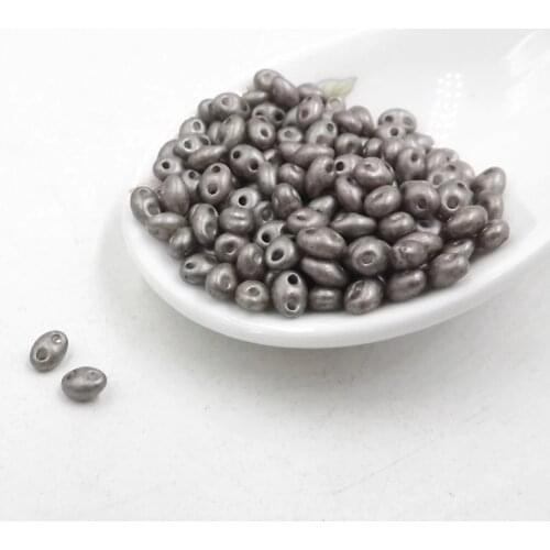 Hot new 5x2.5mm Luster Czech Glass Seed Beads Two Hole 240pcs gray