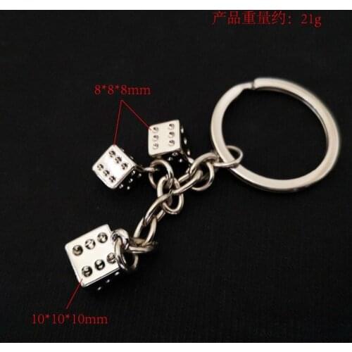 FREE SHIPPING 100pcs/lot New Metal Cube Dice Keychains Zinc Alloy Big and Small Dice Keyrings Keyholders Casino Gifts