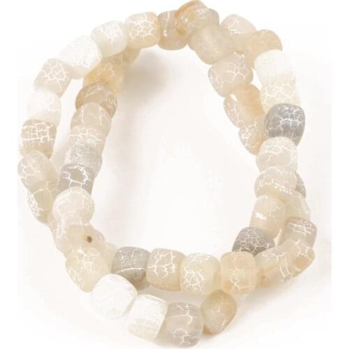 Wholesale Square Dragon Veins Frost Cracked Dream Fire Gray Natural Stone Beads 8mm for Jewelry Making Accessories Bracelet DIY