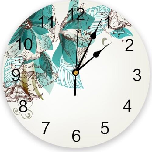 Flower Green Turquoise PVC Wall Clock Modern Design Home Decor Bedroom Silent Oclock Watch Wall For Living Room