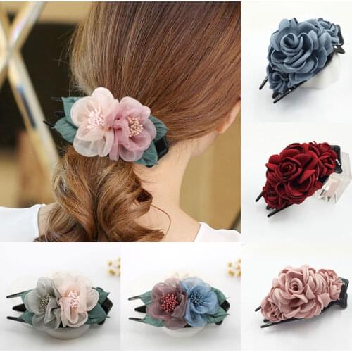 Korean version Flower Hairpin Women Hair Clips Female Elegant Duckbill Clip Hairgrip Fashion Hair Accessories
