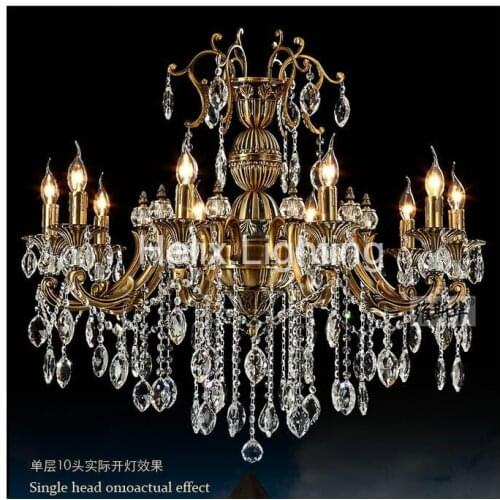 European Brass Crystal Chandelier Pendant Lamp, Newly Antique Brass Chandelier Vintage Copper Color Crystals AC 100% Guaranteed