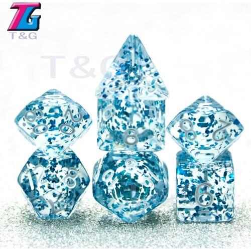 Glitter Polyhedral Dice Dnd Rpg TRPG 7pc/lot Transparent Glitter Digital Dice Set D4,6,8,10,10%,12,20 for Board Game Multi-sided