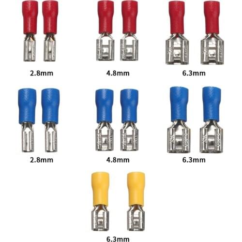 50Pcs 2.8mm 4.8mm 6.3mm Insulated Seal Spade Wire Connector Female Crimping Terminals Electrical Crimp Terminal Set