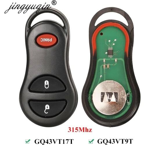 Jingyuqin 3 Buttons 315Mhz Remote key For Dodge Jeep fit Chrysler Concorde 300M 2001-2004 GQ43VT17T GQ43VT9T Keyless key