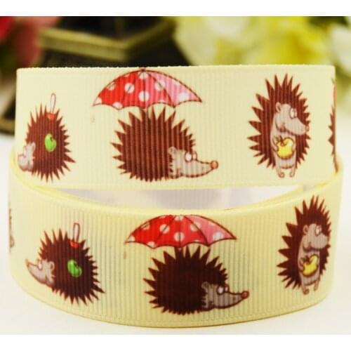 22mm 25mm 38mm 75mm Hedgehog Cartoon printed Grosgrain Ribbon party decoration 10 Yards X-04502
