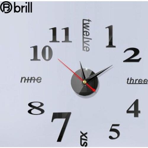 Creative Diy Wall Clock Home Decor Modern Design 3d Acrylic Mirror Wall Sticker Clock Simple Wall Watches Home Decor Wall Art