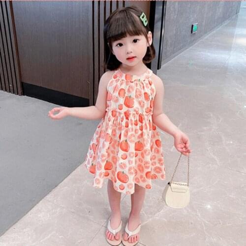 Baby Girls Summer Dress Korean Style 100% Cotton Sleeveless Tomato Vest Dress Fashion New Arrival Kids Clothes Princess Dress