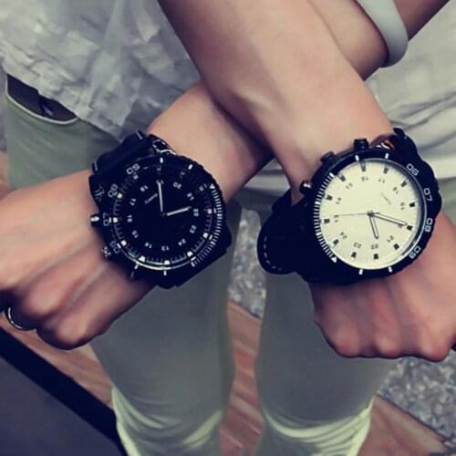 Hot Sales!! Sport Large Dial Men Women Faux Leather Band Quartz Wrist Watch Couple Gift