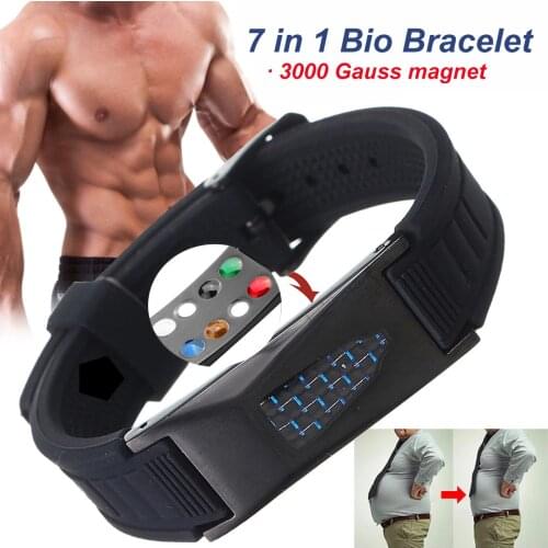 7 in 1 Titanium Silicone Magnetic Energy Armband Power Bio Bracelet Health Pain Relief Magnet Health Bracelet Bangle 3000 Gauss