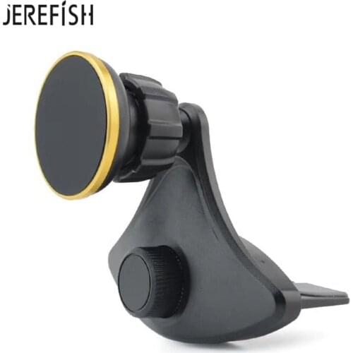 JEREFISH Magnetic Phone Holder Universal 360 Rotation ABS Rubber Car CD Slot Mount Bracket for iPhone 8 X 7 Plus GPS Support