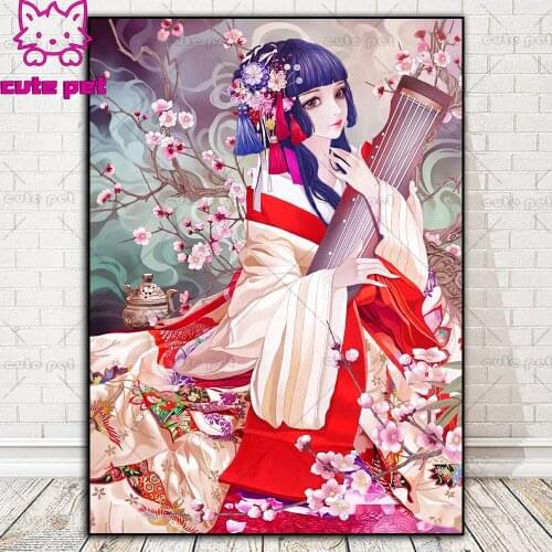 Full Square Drill Classical woman mosaic puzzle 5D Japanese Geisha Diy Diamond Painting Embroidery Cross Stitch Rhinestone Decor