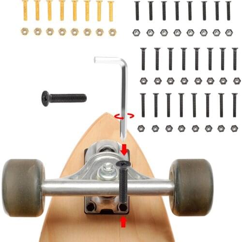 Skateboard Hardware Set 8pcs Skateboard Deck Screws Standard Cross Screwdriver Longboard Bolt Nuts & Hex Key Wrench