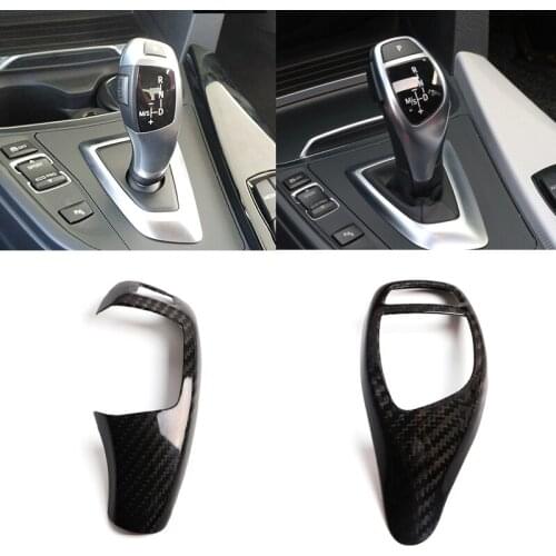 Real Carbon Fiber For BMW F20 F30 F31 F34 X5 F15 X6 F16 X3 F25 X4 F26 F10 Car Gear Shift Panel Frame Gear Knob Cover Head Trim