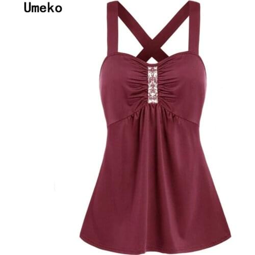 Umeko 2020 New Sexy Womens Tops Blouse Summer Sleeveless Causal Strappy Tank Tops Cross Back Tops T-Shirt Workout Running Vest