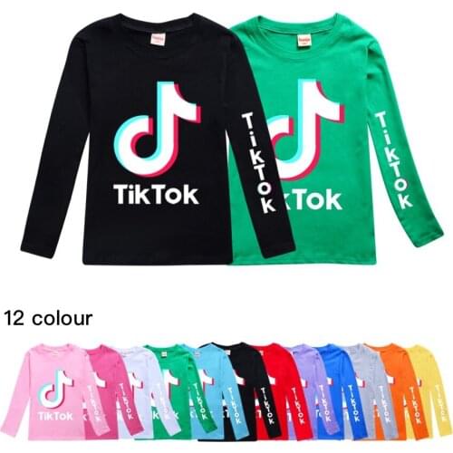Baby Boys and Girls Tik Tok Fashion T Shirt Children Long Sleeve Spring Autumn Tops Kids T-Shirt Teenagers Clothes 2-16Year