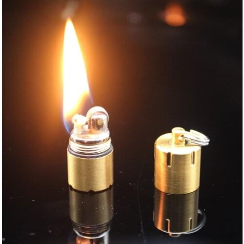 Fiery Pocket Flint Torch Lighter Waterproof Fire Starter Grinding Wheel Free Fire Oil Compact Lighter Key Chain Camping Lighter