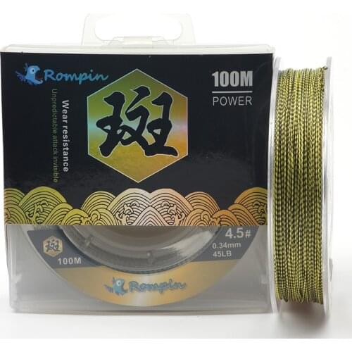 Rompin Spider-Line Series 100m PE Braided Carp Fishing Line Camouflag 4 Strands 10- 80LB Multifilament For Carp Fishing Tackle