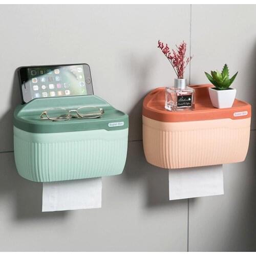 Plastic Wall-mounted Toilet Tissue Box Toilet Free Punching Tray Waterproof Toilet Paper Rack