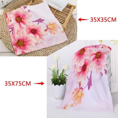 New Custom Chrysanthemum Printing Towel Microfiber Absorbent Beathroom washcloth Square Towels 35x35cm 35x75cm
