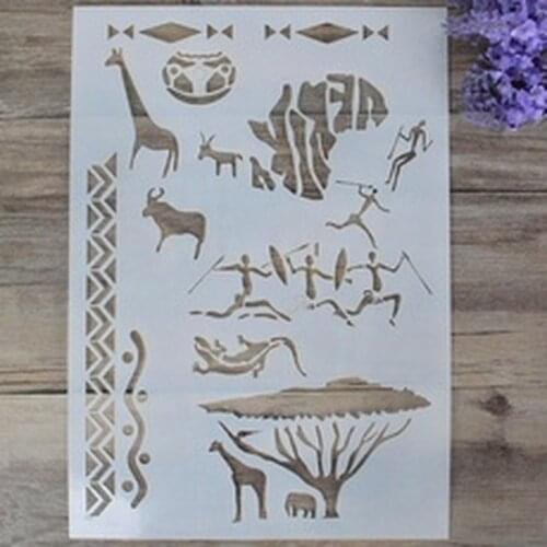 A4 Size DIY Craft Ancient humans Stencils for Painting on Wood,Fabric,Walls Art Scrapbooking Stamping Album Embossing Paper Card