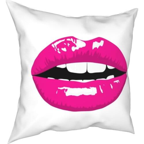 Seductive Hot Pink Lips Pillows Polyester Pillows Coverage Decorations Glowing Mouth Lipstick Pillows Case Coverage House 40X40