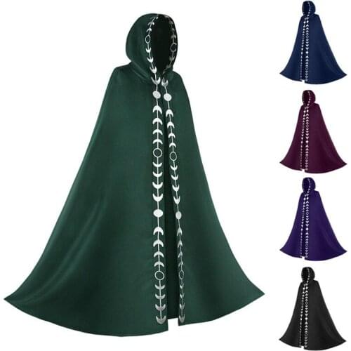 Medieval Cloak Hooded Coat Man Halloween Ghost Cosplay Costume Wizard Death Cloak Women Vintage Gothic Cape Coat Long Trench