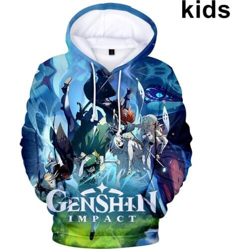 3 To 16 Years Kids Hoodies Hot Game Genshin Impact 3D Print Hoodie Sweatshirt Boys /Girls Harajuku pullover Kids jacket Coats