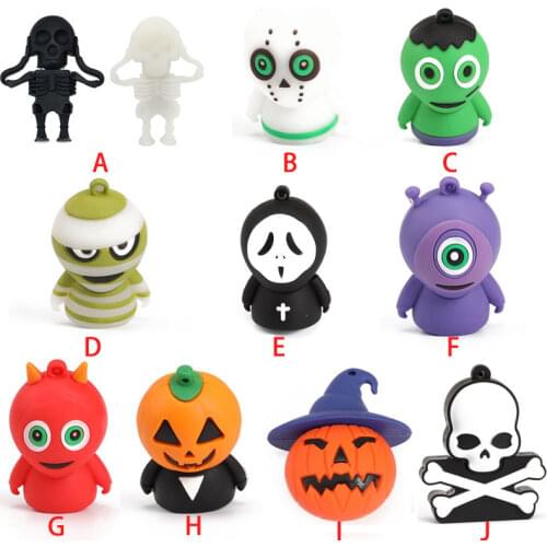 Horrific ghost USB Flash Drive Pen drive cartoon U disk memory stick pendrive computer 8GB 16GB 32GB 64GB cool Halloween gifts