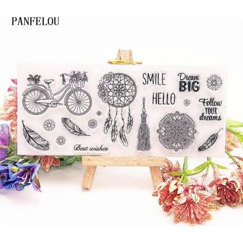 PANFELOU bicycle dream catcher Transparent Silicone Rubber Clear Stamps cartoon for Scrapbooking/DIY Easter wedding album