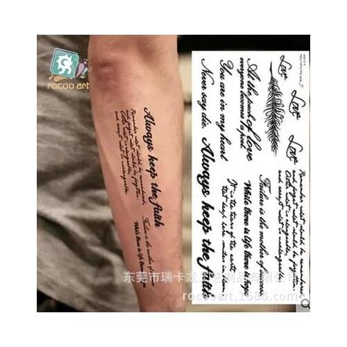 Waterproof Temporary Tattoos Stickers 3D Ancient Arabic Letters Fake Tatoo for Mem Arm Leg Body Faux Tatouage Temporaire Homme