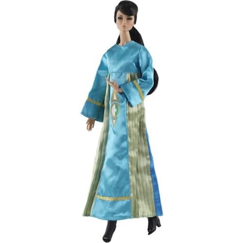Eastern Style Blue Dress Outfit Suit Sets for Barbie BJD FR SD Doll Clothes Role Play Accessories Toys for Girl