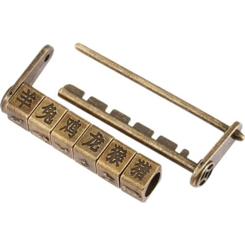 1pc Password Padlock 89*37*17mm Lock Bronze Keyed Padlock Retro Combination Password Lock Jewelry Box Padlock