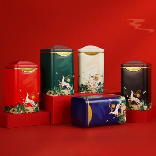 Sealed Tea Caddy Chinese Style Exquisite Tinplate Organizer Loose Tea, Tea Bag Storage Container