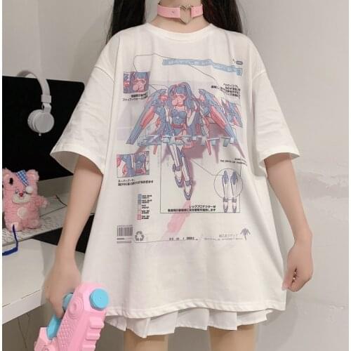 Summer Japanese Style Kawaii T-Shirt Ladies Fashion Short Sleeve Elegant O-Neck Sweet And Cute Cartoon Pattern Ladies Top