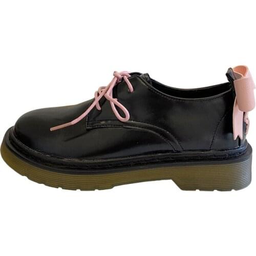 Womens small leather shoes 2021 spring and autumn fashion all-match Japanese sweet bow platform lace-up casual shoes hot sale