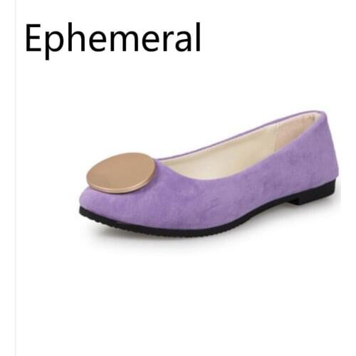 Women Pointy Toe Flats Flock Plus Size 33-47 Width Feet Shoes Anti-skip Pregnant Dancing Slip-ons Breathable Comfortable Female