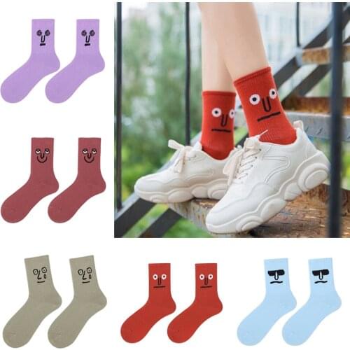 1 Pair High Quality Mid-Tube Cotton Socks Harajuku Colorful Funny Cute Sweat-Absorbent Breathable Creative Couple Sock