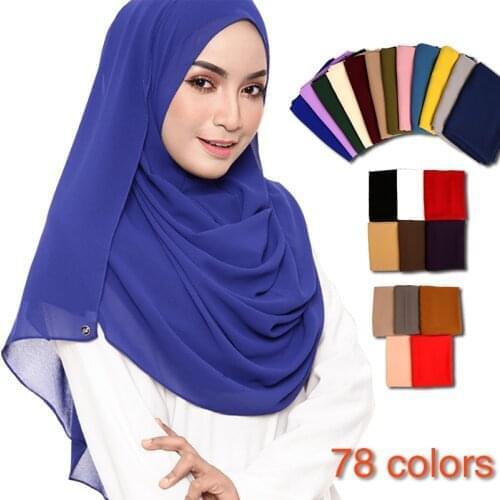 100 PCS/LOT Muslim Plain Bubble Chiffon Hijabs Scarf Solid Color Long Shawls and Wrap Femme Musulman Soft Headband Scarves