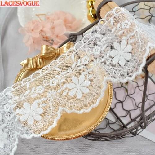 19yards 6cm Mesh cotton embroidery Lace fabric Handmade DIY Garment needlework sewing accessories Clothing Decoration 239