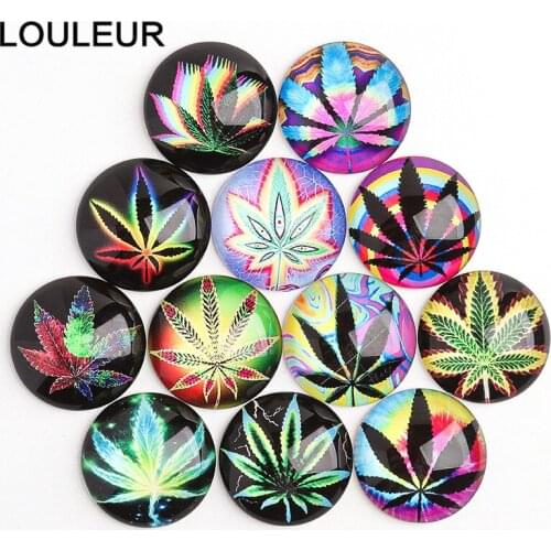 20pcs/lot Maple Leaf Photo Glass Cabochons Round Glass Cabochon Jewelry Finding For Bracelet Earrings Necklace Bases Settings