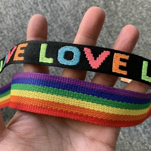 3YARD 20 OR 30MM Rainbow And LOVE Ethnic Embroidered Lace Trim Jacquard Ribbon For Garment Accessories DIY Craft Making Sewing