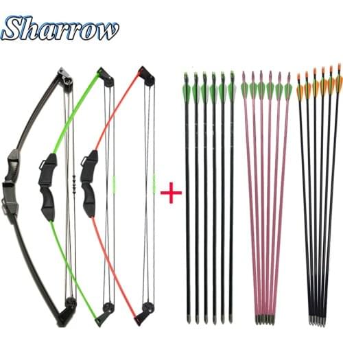 33 Inches Compound Bow 12lbs Entry Bow Children Archery Set with Arrow Youth Archery Hunting Shooting Training Competition