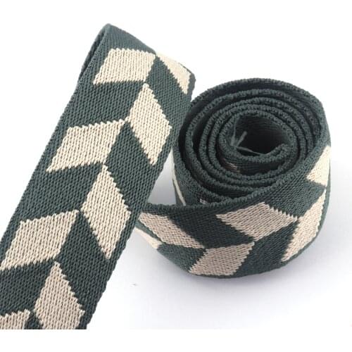 38mm Green Stripe Webbing for bag handles Belt Leash Guitar Strap Dog Collar Bag Strap Cotton Webbing for tote bag