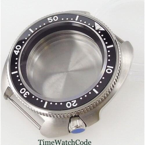 44mm Diving Watch Case Spare Parts Fit For NH35 NH36 200M Waterproof Sapphire Glass Ceramic Insert Unidirectional Turning Bezel